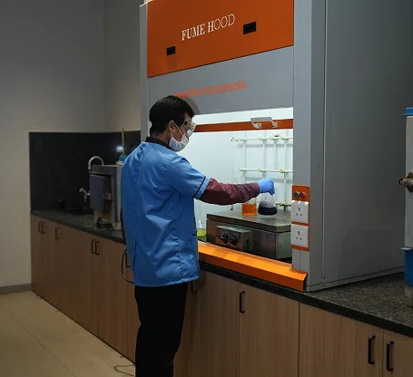 2024: technician at the fume hood in the in-house R&D centre