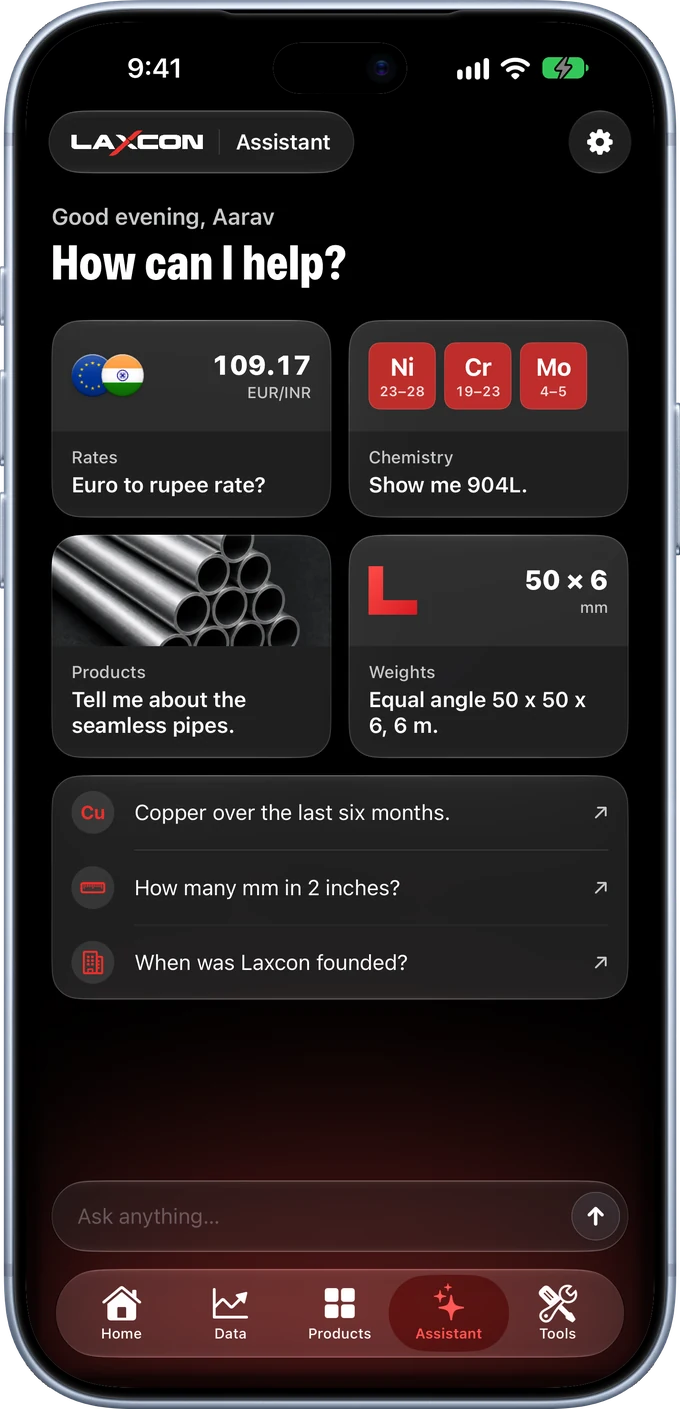 The Laxcon app assistant on an iPhone 18 Pro