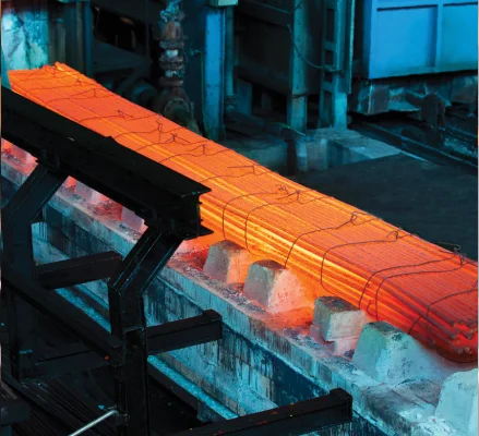 Heat treated bar bundle on the cooling bed