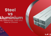 Steel vs aluminium comparison showing metal bars and key differences in strength, weight, durability, and industrial applications